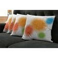 thumbnail image 2 of Ambesonne Orange Throw Pillow Cover 4 Pack, Colorful Half Tone Circles, 20", Red Orange and Blue, 2 of 6