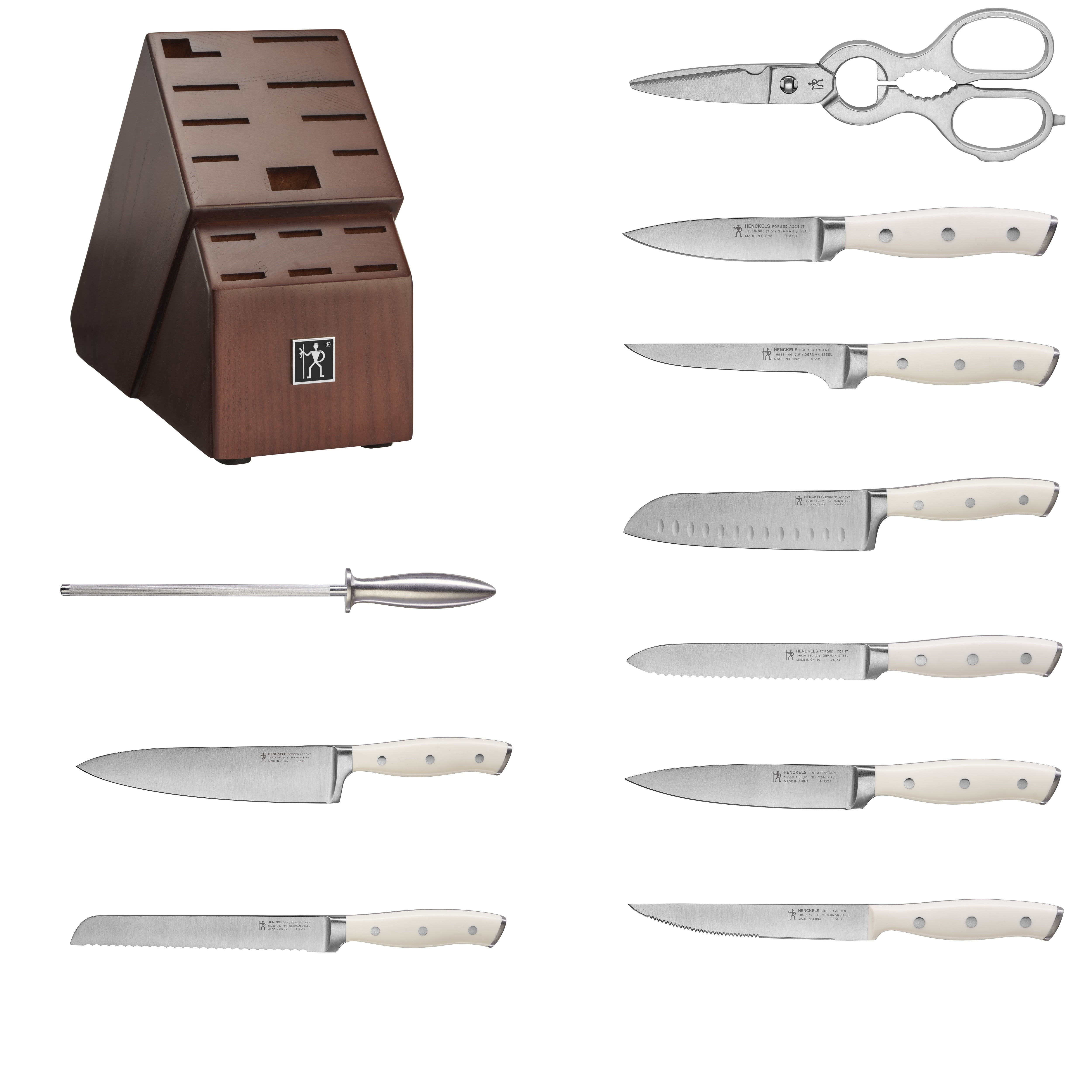 Henckels Forged Accent 16 Piece Off-White Knife Block Set