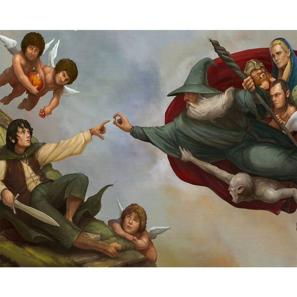 Tableau Cinéma Fantasy Tableau Photo 3 Parties Sur Bois - Le Seigneur Des Anneaux - Dimensions Totales 97 X 62 Cm - Prêt à Accrocher