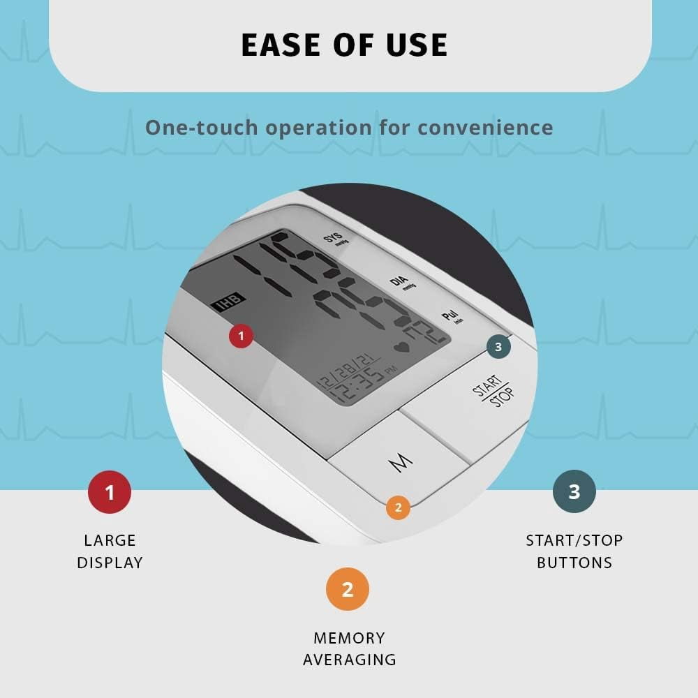 Homedics Automatic Arm Blood Pressure Monitor, Clinically Proven Accurate, Quick and Comfortable Readings, 60 Memories, One-Size Arm Cuff Fits Most, Excessive Body Motion Detector