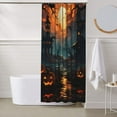 thumbnail image 5 of Halloween Shower Curtain, Halloween Sunset Pumpkin Halloween Decor Shower Curtain, Halloween Decorations Bathroom Curtain with 9 Buttonholes, Ruffle Shower Curtain 60x72in, 5 of 6