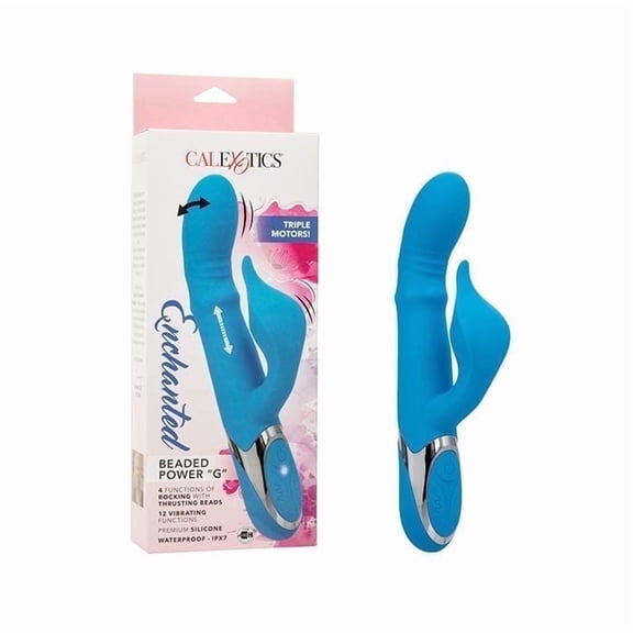CalExotics Enchanted Beaded Power "G" Rabbit Vibrator, Blue