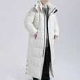 thumbnail image 4 of Timoontee Men's Oversize Long Coats Winter Trendy Thickened Warm Jacket Coat Casual Comfy Hooded Parka Jacket Solid Full Zip Quilted Coats with Zip Pocket White L, 4 of 5