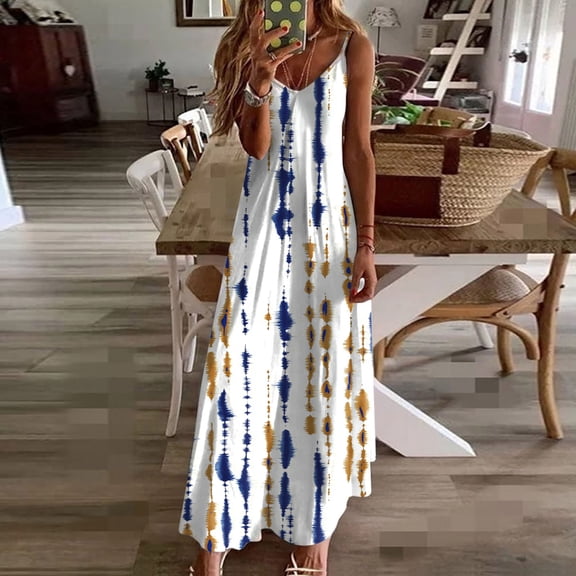 Royisotas Womens Plus Size Dresses Beach Sundresses Sleeveless Boho Fashion Long Dress for Women Summer