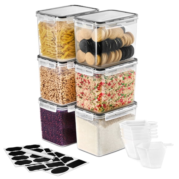 Sorbus Food Storage Containers, 6-Pack - Airtight, Snap Lids for Cereal, Pasta, Flour & Mor