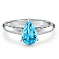 thumbnail image 3 of Gem Stone King 10K White Gold Swiss Blue Topaz Engagement Ring for Women | 0.98 Cttw | Pear Shape 8X5MM | Gemstone November Birthstone | Size 7, 3 of 6