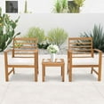 thumbnail image 5 of Costway 3 Acacia Wood Durable Outdoor Conversation Sets with Chairs and Coffee Table, Natural/White, 5 of 9