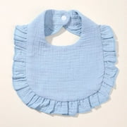 Newborn Cotton Linen Bibs Kids Burp Cloth Baby Stuff Feeding Drooling Bandana Toddler Ruffle Solid Color Bib Baby Accessories One Size 3636-7