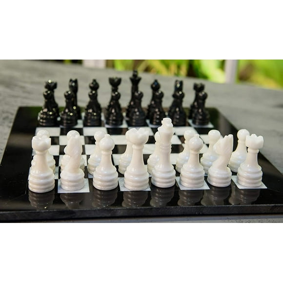 Radicaln Handmade Black and White Full Marble Chess Board Game Set - Staunton Marble Tournament Two Players Full Chess Game Table Set