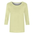 thumbnail image 5 of Loopsun Womens Top, 3/4 Sleeve T-shirts for Women, Casual Crew Neck 3/4 Sleeve Solid Fashion Loose Pullover Beige, 5 of 6