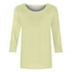 thumbnail image 4 of Blusas Umfun para mujer, cuello redondo liso, manga 3/4, blusa informal versátil, beige, talla M, 4 of 5