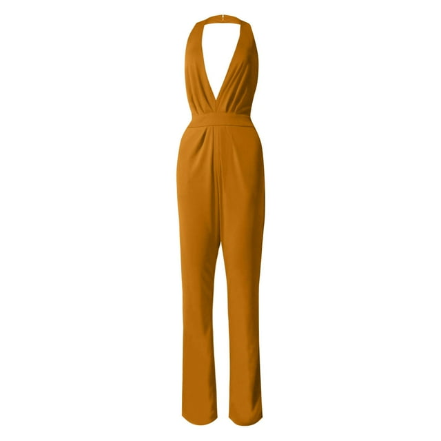 TSADFHJI Sequin Skirts for Women Midi Solid Color Jumpsuit Straight Pants Simple and Exquisite Design S Yellow