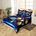 thumbnail image 3 of Outer Space King Bedding Set Planet Duvet Cover, Solar System Comforter Cover Teens Blue Galaxy Starry Sky Astronaut Print Bedding Universe Themed Bedspread Cover 3 Pcs, 3 of 4