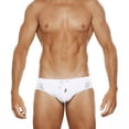 thumbnail image 5 of LangJing Men's Swimwear Low Rise Quick Dry Swim Briefs Bikini Swimsuits with Drawstring Surfing Short White,L, 5 of 6
