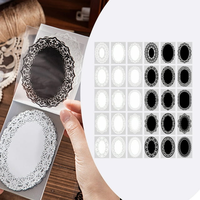 Lace Stickers, Lace Decorative Stickers Oval Shape 30Pcs for Scrapbooking