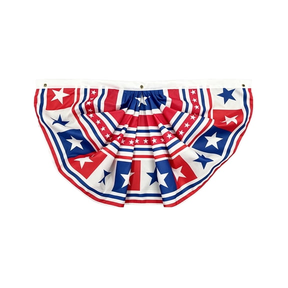 Lypsnake 4th Of July Pleated Half Fan Flags,Patchwork Style With Alternating Red White Blue Panels Scattered White Stars Pleated Center,Patriotic Hanging Decor For 250th Anniversary Porch Balcony