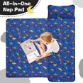 thumbnail image 4 of Monster Cartoon Truck Blue Pattern Teens Toddler Nap Mat with Pillow, Sleeping Mat Bag for Preschool Daycare 59"x22", 4 of 6
