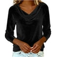 thumbnail image 5 of Women's Sparkly Velvet Tops Elegant Cowl Neck Long Sleeve Shirts Fall Winter Dressy Casual Blouses Tshirts 2025 Black 2XL, 5 of 7