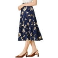 thumbnail image 4 of Allegra K Women's Elastic Waist Layers Vintage Pockets Floral Midi Skirt, 4 of 6