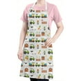 thumbnail image 3 of Cartoon Tractors Windmills Light Gray Apron-Garden Aprons for Women with Pockets-Cotton Linen Waterproof Kitchen Cooking Gardening Aprons Adjustable for Kitchen,Cooking,BBQ and Salon 33x27 Inch, 3 of 3