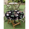 thumbnail image 3 of Outdoor Tablecloth with Umbrella Hole and Zipper, Black Christmas Snowman Round Table Cloth 60 Inch Waterproof Tablecloth, Winter Snowflakes Xmas Tree Forest Picnic Table Cover for Patio Camping, 3 of 7