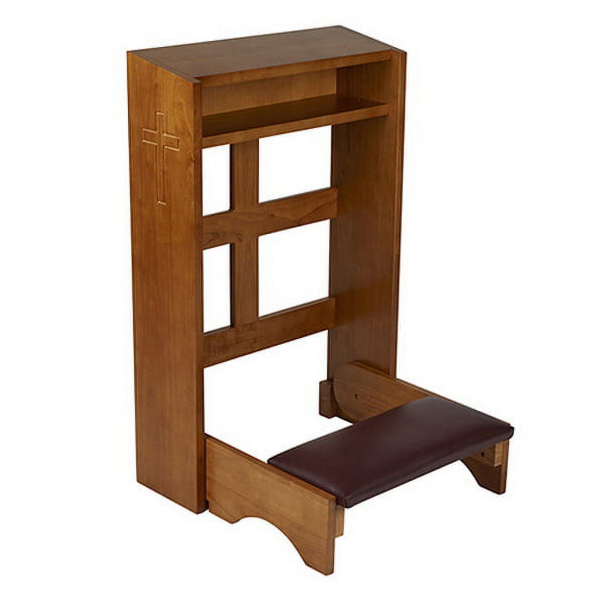 Robert Smith F4595 Engraved Cross Folding Kneeler - Medium Oak