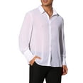 thumbnail image 4 of INSPIRE CHIC Men's Shirts Sheer Button Down Long Sleeve Party Shirt S White, 4 of 5