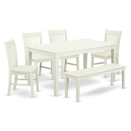 Pemberly Row 6-piece Wood Dining Table Set with Bench in White