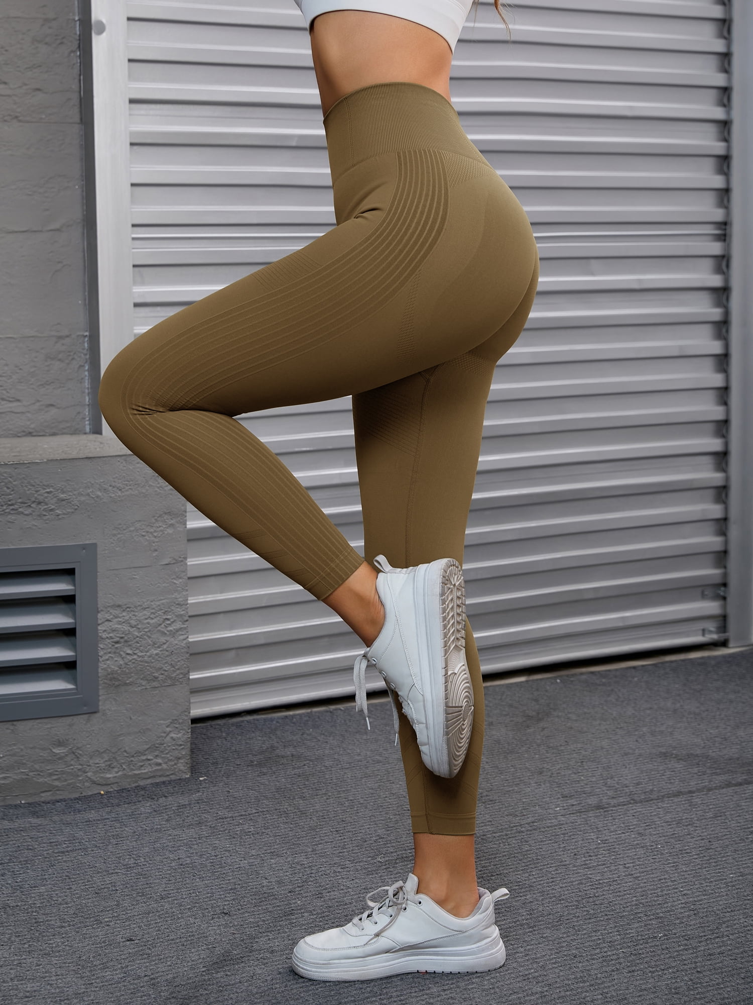 Unique Bargains Women's High Waisted Leggings Tummy Control Thigh Shapers Pants M Brown