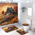 thumbnail image 1 of Juego de 4 cortinas de ducha con diseño de camión de granja vintage, diseño rústico de acuarela, estilo granero de madera, girasoles, con tapa de inodoro y alfombrilla de baño, cortina de ducha, 1 of 4
