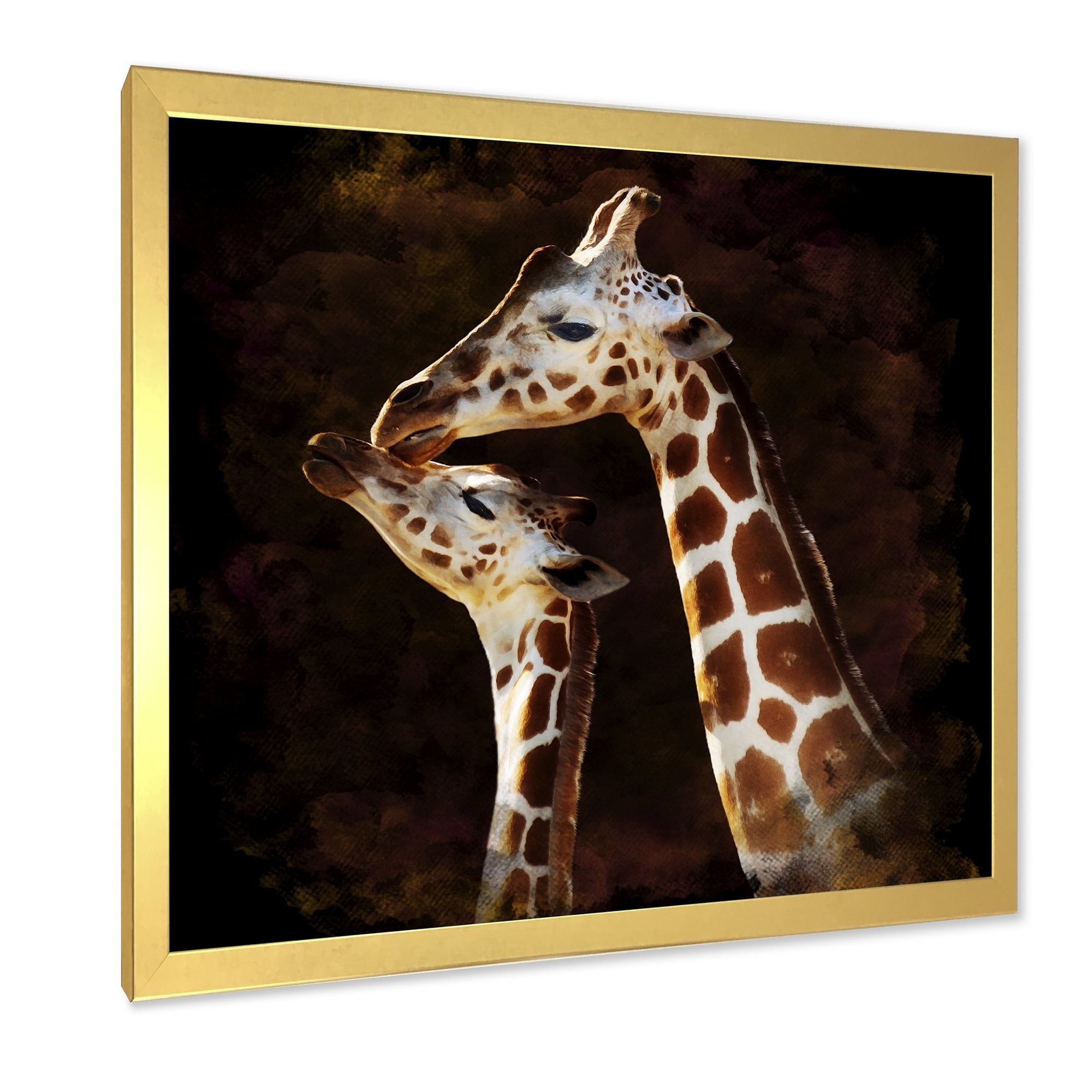 Designart 'Close UP Of Two Giraffes Kissing I' Farmhouse Framed Art Print