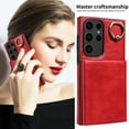 thumbnail image 5 of TECH CIRCLE For Galaxy S24ultra Wallet Case with Card Holder, Thin Slim PU Leather Finger Ring Kickstand Shockproof Protective Magnetic Women Men Phone Cover for Samsung Galaxy S24 Ultra 6.8",Red, 5 of 8