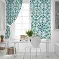 thumbnail image 5 of Teal Green Blackout Curtains for Bedroom/Living Room, Vintage Abstract Geometric Texture Thermal Insulated Kitchen Drapes with Grommets, Light Blocking Window Treatment, 2 Panels 27.5" x 39", 5 of 7