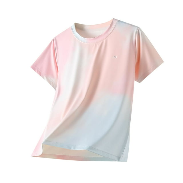 Plebaso Hauts Athlétiques Garçons Filles T-Shirts de Protection Solaire Manches Longues/courtes Col Rond Séchage Rapide