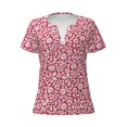 thumbnail image 3 of Naloa Red Flowers Print T-Shirts Short Sleeve V Neck Tees for Women Fashion Tops Trendy Lightweight Soft Casual Summer Outfits Clothes, 3 of 5