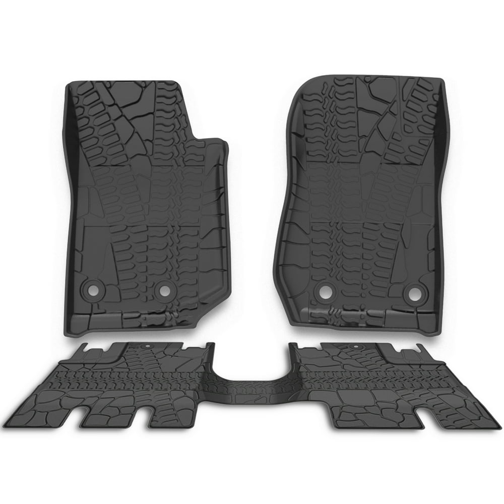 For 20142019 Jeep Wrangler JK 4 Door Unlimited Slush Floor Mats All Weather,Includes 1st & 2nd