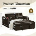 thumbnail image 4 of Dinosisco 4-in-1 Convertible Loveseat Sleeper, 55" Futon Sofa Bed with Phone Stand, USB, Brown Velvet, 4 of 10