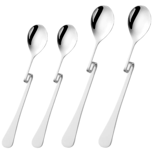 Cucharas de café de acero inoxidable, cuchara agitadora curva, cuchara mezcladora de café, 4 Uds.