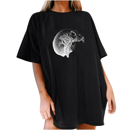 

Plus Size Tops for Women Womens Shirts Women s Vintage Drop Sleeves Halloween Printed Pattern Casual Short Sleeve Tops Nursing Tank Tops Savings Clearance Deals Black Corset Top Black S
