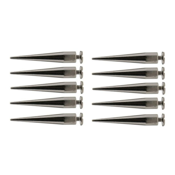 10 remaches cónicos de metal con punta de rosca de 7 x 40 mm para punk rock, artesanía en cuero Gris negro