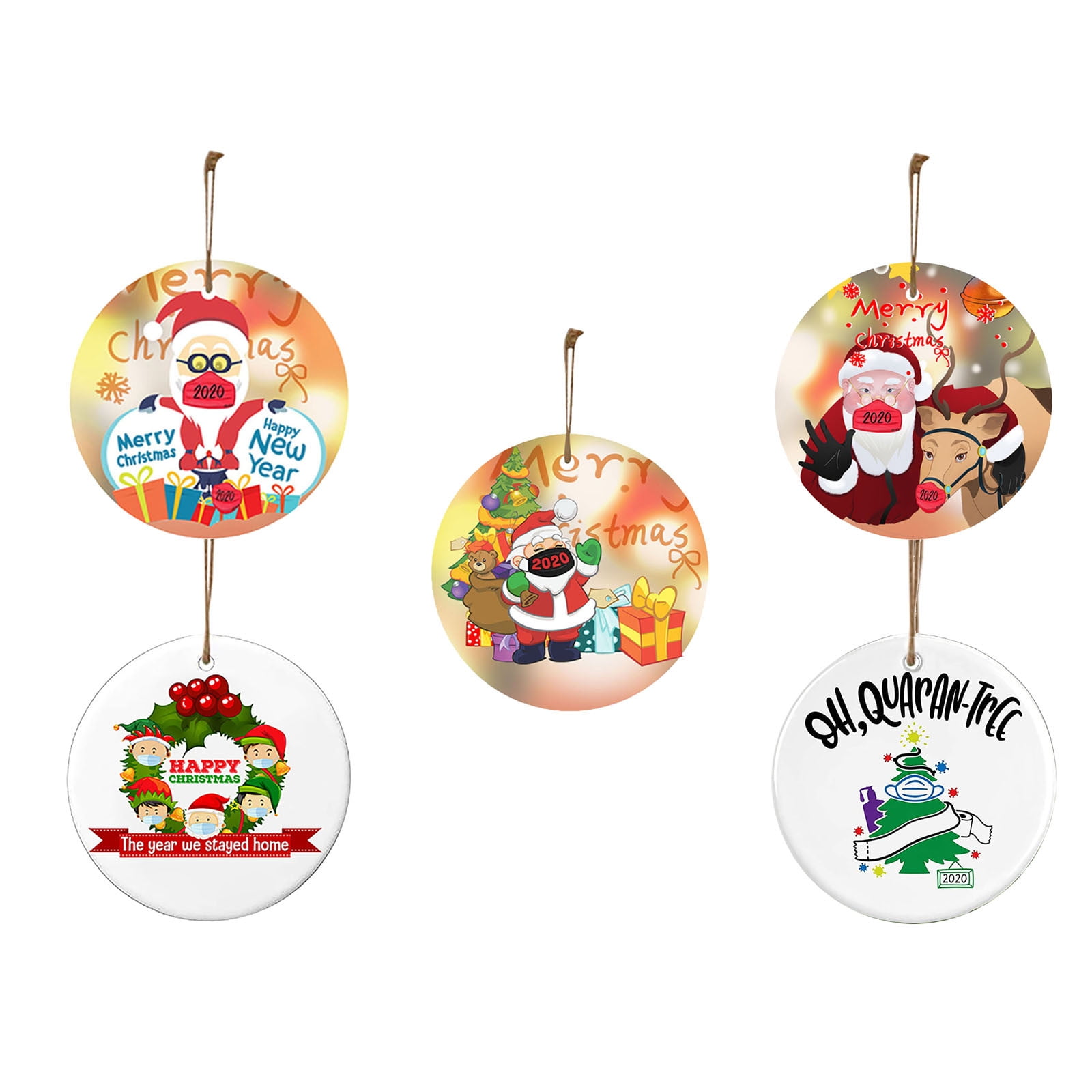 2020 Christmas Ornaments,Friends New Year Gift Holiday Decor Santa Hat Xmas Tree Decorations Ornament Collected and Commemorative