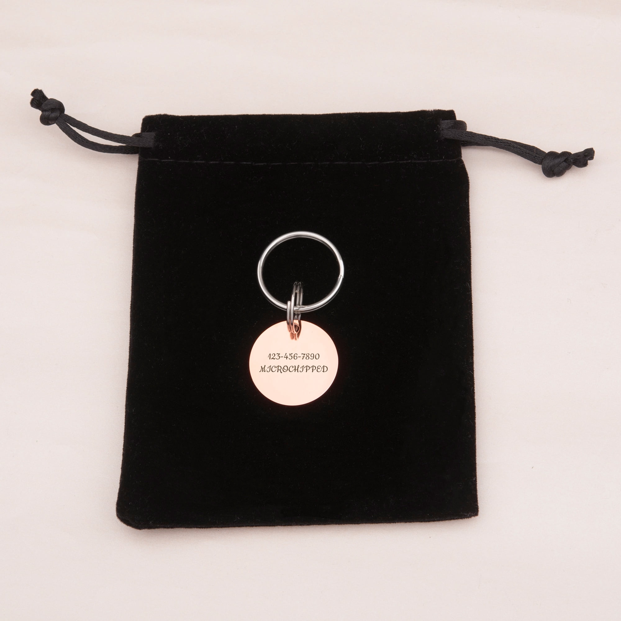 Anavia Stainless Steel Double Sided Round Name - ECG Engraved Dog & Cat ID Tag, Rose Gold, S