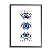 Stupell Industries Three Evil Eyes Pattern Abstract Painting Black Framed Art Print Wall Art, 11 x 14