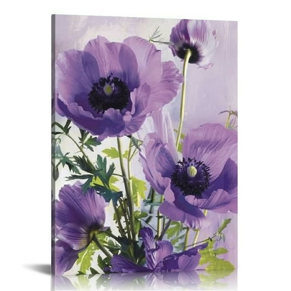Pratyus Purple Flowers Canvas Prints Wall Art Home Decoration - Perfect Gift for Home, Living Room, Bedroom, Office - Wedding, Anniversary, Christmas, New Year Gift Ideas 12x16in