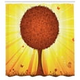thumbnail image 3 of Ambesonne Tree Shower Curtain, Fantasy Stripes Butterflies, 69"Wx75"L, Brown Yellow and Orange, 3 of 3