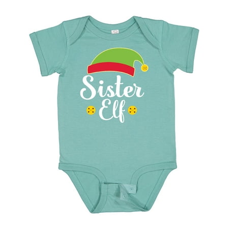 

Inktastic Christmas Sister Elf Holiday Gift Baby Girl Bodysuit
