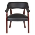 thumbnail image 3 of Traditional Guest Chair in Black Vinyl and Mahogany Legs, 3 of 5