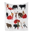 thumbnail image 1 of Spanish Soft Flannel Fleece Throw Blanket, Bullfighting Corrida People Crowd Matadors with Bulls Red Cape Pidacor Folk, Cozy Plush for Indoor and Outdoor Use, 50" x 60", Multicolor, by Ambesonne, 1 of 6