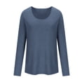thumbnail image 4 of XUNKUSGA Womens Tops Long Sleeve Round Neck Basic Tops for Woman Solid Color Pullover Casual Cotton T-Shirt Loose Fit S-3XL, 4 of 6