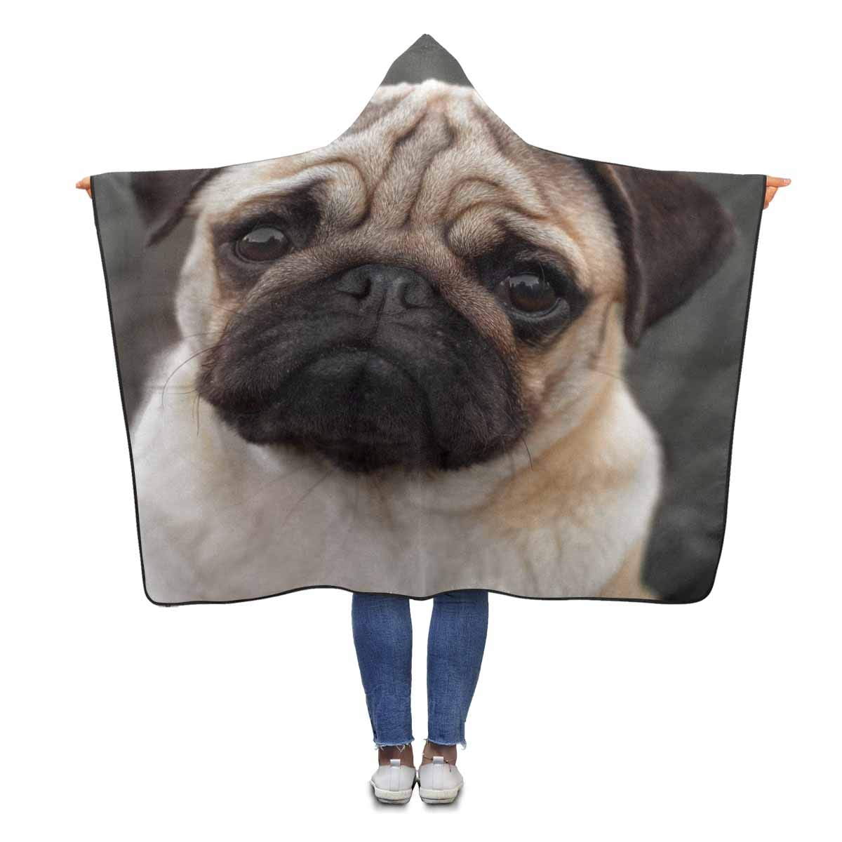 HATIART Pug Puppy Sad Dog Wearable Hooded Blanket 56x80 inches Adults Girls Boys Throw Blankets Wrap Walmart